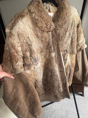 VINTAGE Suede & Fur Bomber Jacket